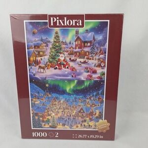 New Sealed Pixlora Jigsaw Puzzles 1000 Pc Two Puzzles Christmas‎ Winter Themed
